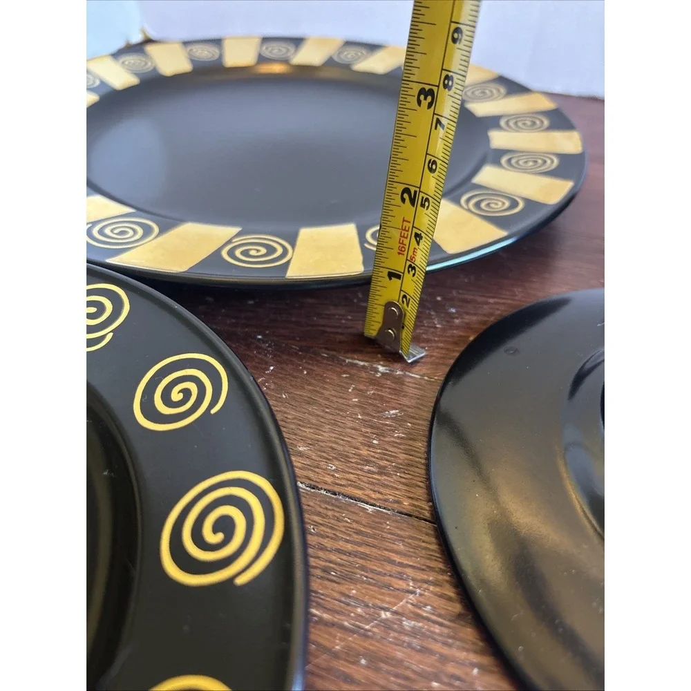 4pc Place‎ Setting Mikasa CAA56 Dakota Design By Laurie Gates Japan Black Gold